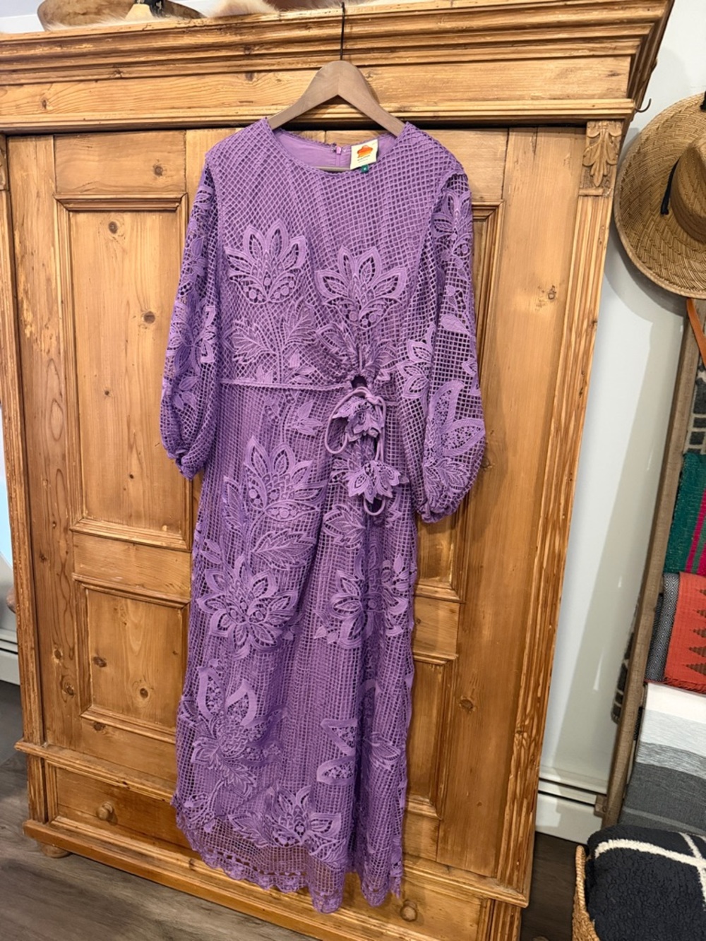 FARM Rio Purple Crochet Midi Dress with Ring Detail - Picture 4 of 10
